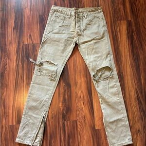 MNML Tan Distressed Slim Jeans